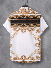 Baroque Style Men's Casual Short Sleeve Shirt