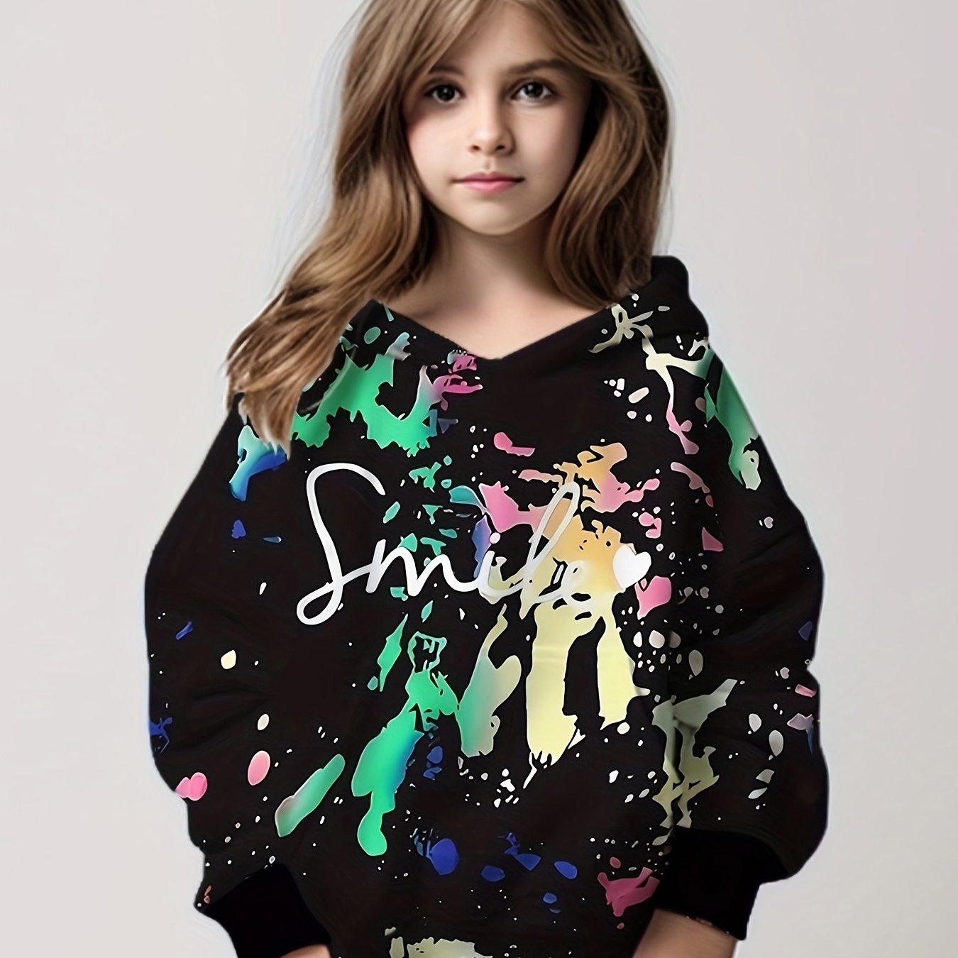 Tie Dye Graffiti Hoodies Girls Comfy Hooded Pullover Spring Fall
