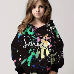 Tie Dye Graffiti Hoodies Girls Comfy Hooded Pullover Spring Fall