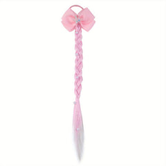 Rainbow Colored Braids Hair Extensions With Rubber Bands Bows