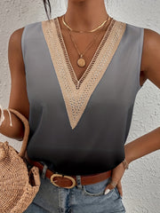 Lace Trim Tank Top Gradient Sleeveless Summer Top