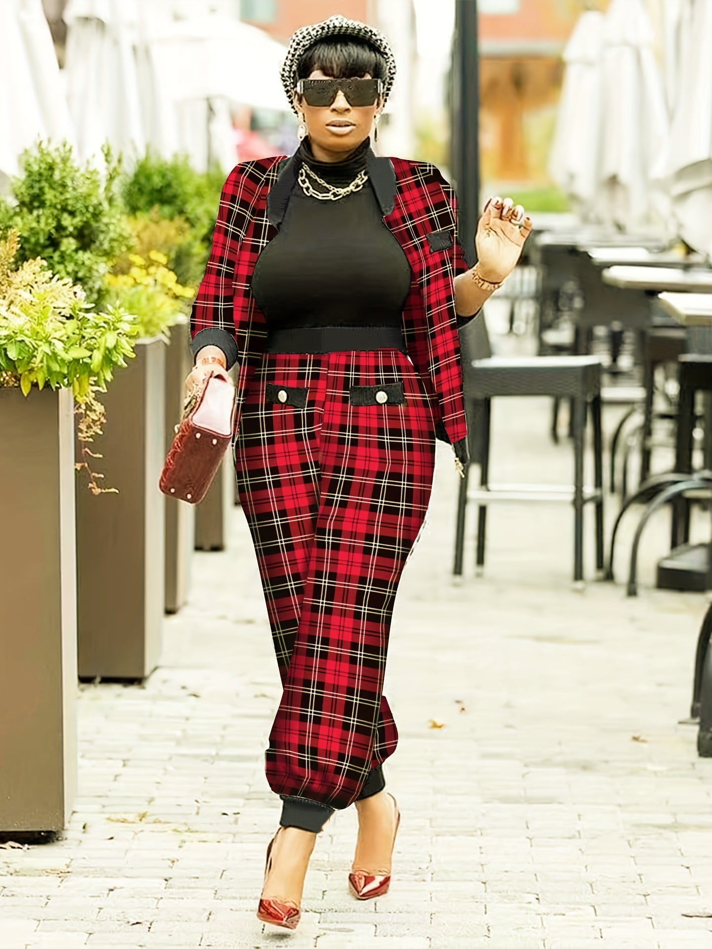 Patchwork Printed Casual Two-piece Set