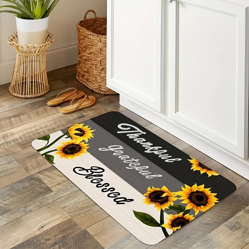 Sunflower Print Absorbent Non Slip Rug for Home Decor