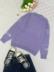 Girls Graphic Fleece Long Sleeve Pullover Sweater