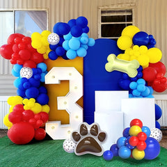122pcs Paw Birthday Balloons Garland Kit Dog Paws Spotted Balloons Bone Foil Bal