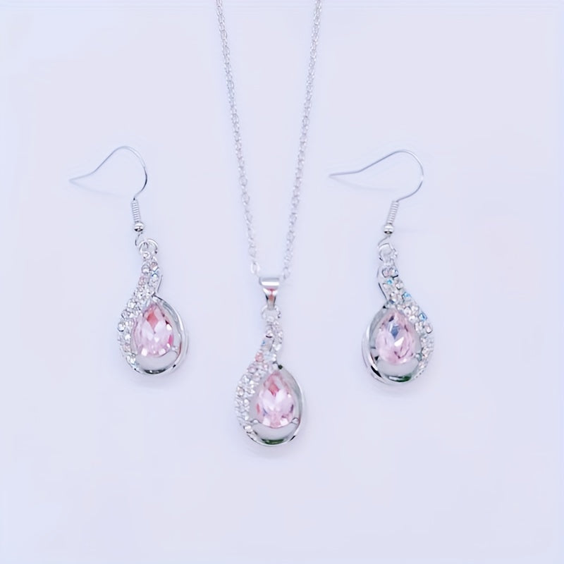 Water Drop Earrings Necklace Set Vintage Holiday Gift Y2K Jewelry