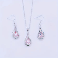 Water Drop Earrings Necklace Set Vintage Holiday Gift Y2K Jewelry