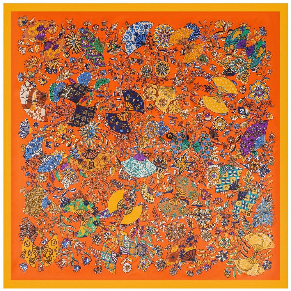 Boho Floral Print Vintage Bandana Silk Square Scarf Large Satin Shawl