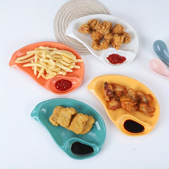 5pcs Acrylic Dumpling Plate With Saucer and Sauce Dish Set