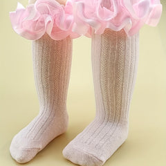 Girls Kids Lace Ruffled Crew Socks Sweet Breathable Comfy Skin-friendly
