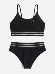 Girl's Solid Bikini Set for Summer Beach Vacation