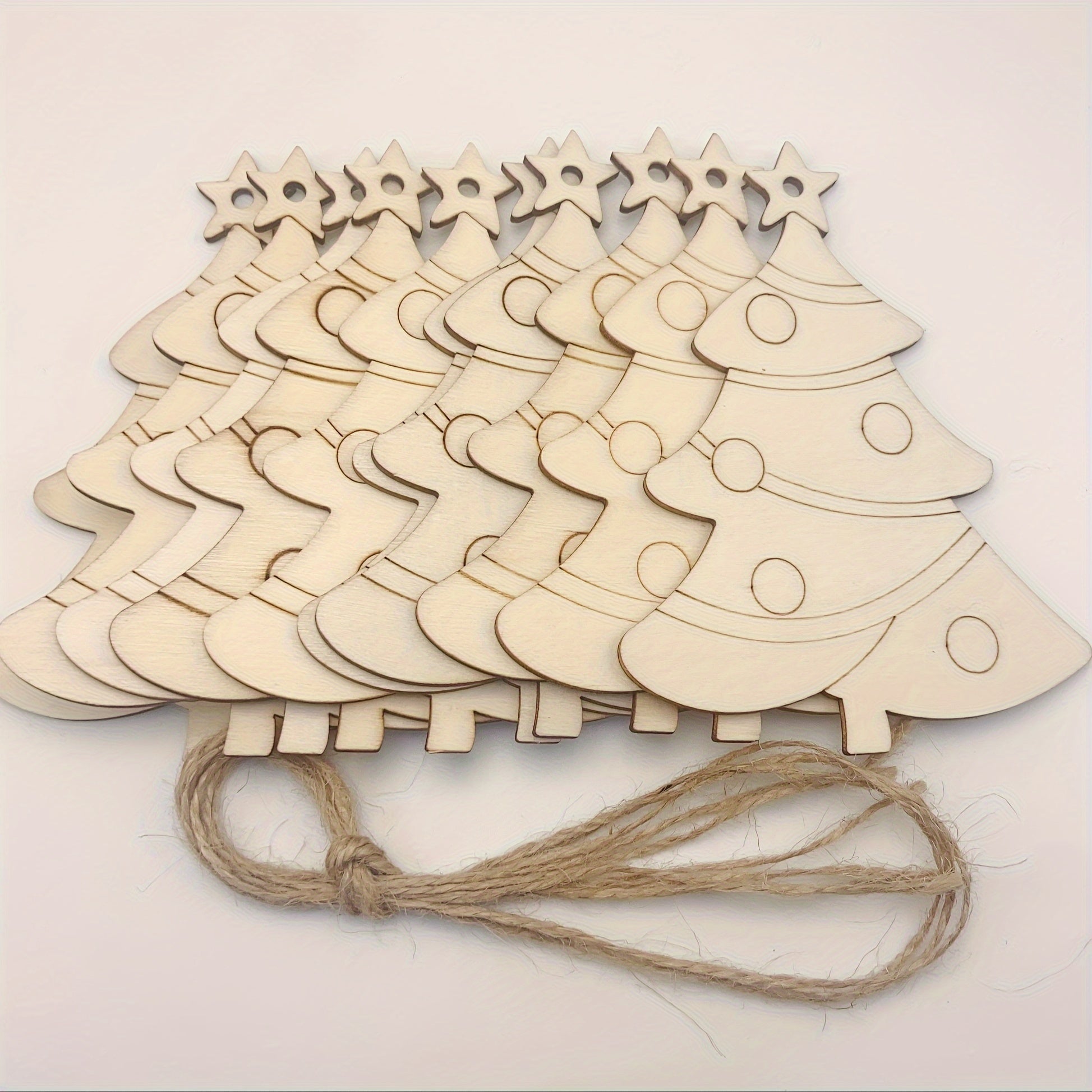 10pcs Christmas Tree Decoration DIY Wood Chips Blank Pendant