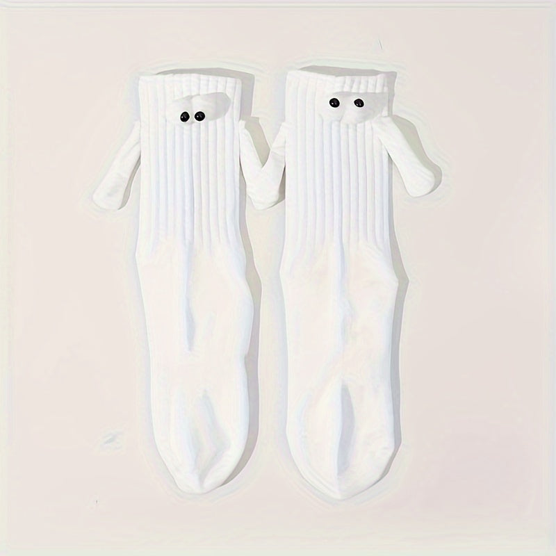 Cute Holding Hands Mid Tube Socks Women's Stockings