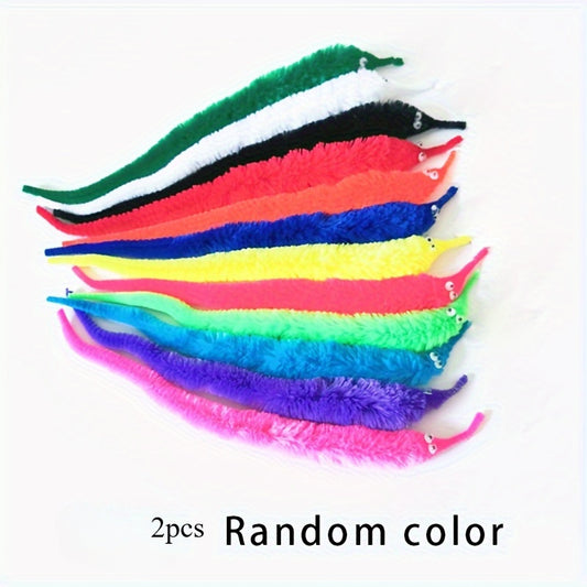 2 Pack Magic Worm Cat Toys Assorted Colors Durable Fabric with Hidden String