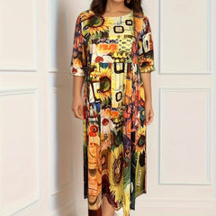 Women's Plus Graphic Print Short Sleeve Round Neck Dress