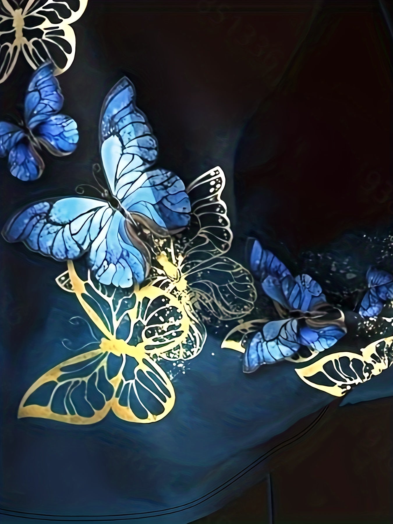 Tankini Set Glitter Butterfly Print Cami Top & Boxer Briefs Swimsuit