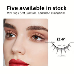 2 Pairs Self Adhesive Natural Volume Faux Mink Lashes with Box and Mirror