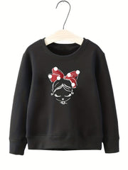 Girls Portrait Graphic Crew Neck Sweatshirt - Long Sleeve Pullovers
