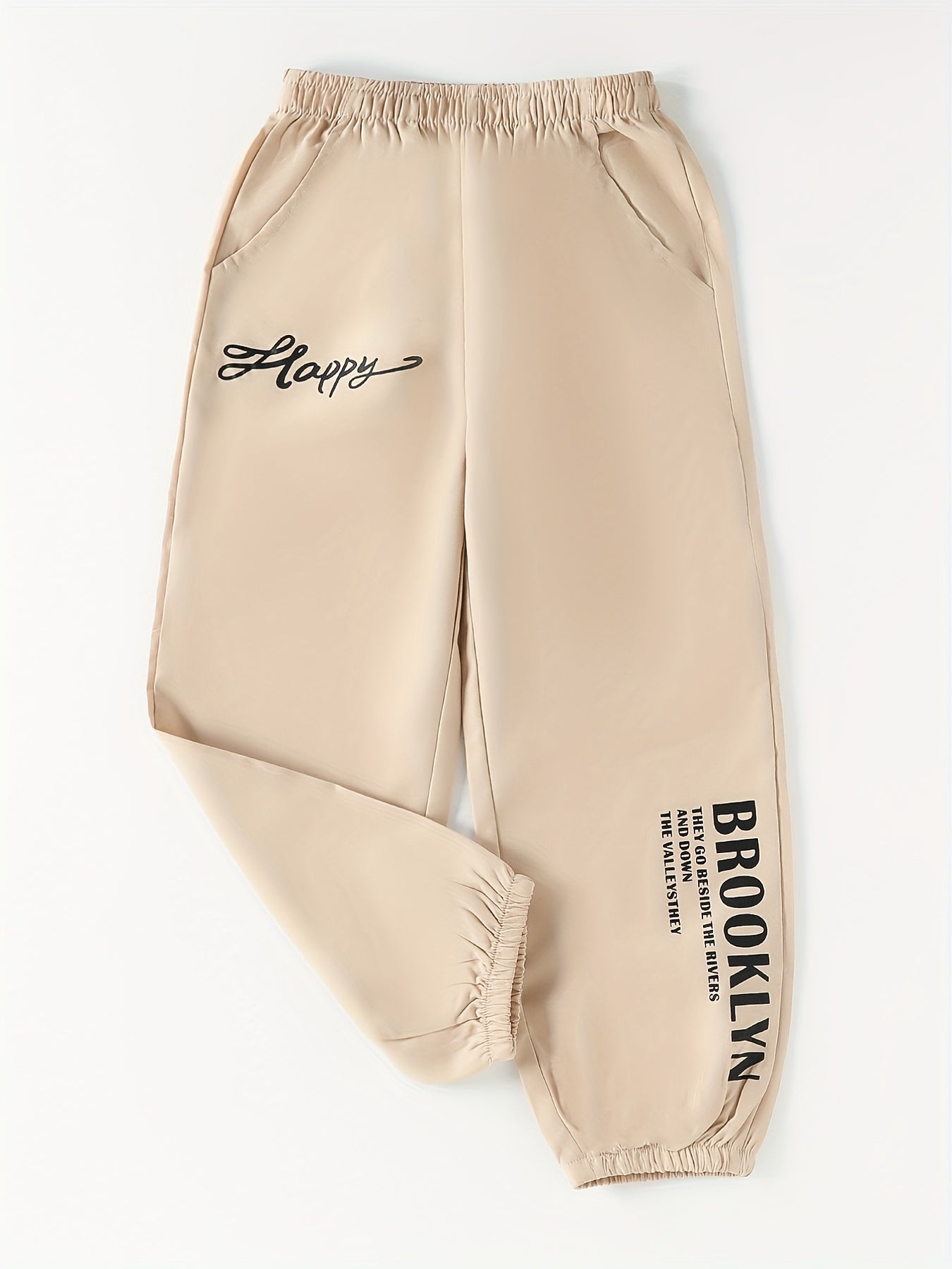 Boys Casual Letter Graphic Rubber Band Footed Pants