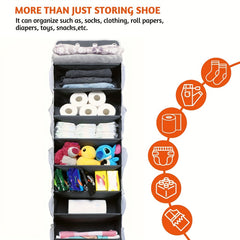 9 Layer Over the Door Storage Bag Wall Mount Organizer for Shoes Toys Bras