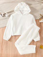 Girls Fleece Pajamas Set, Hoodie Top & Pants, Long Sleeve, Warm Lounge