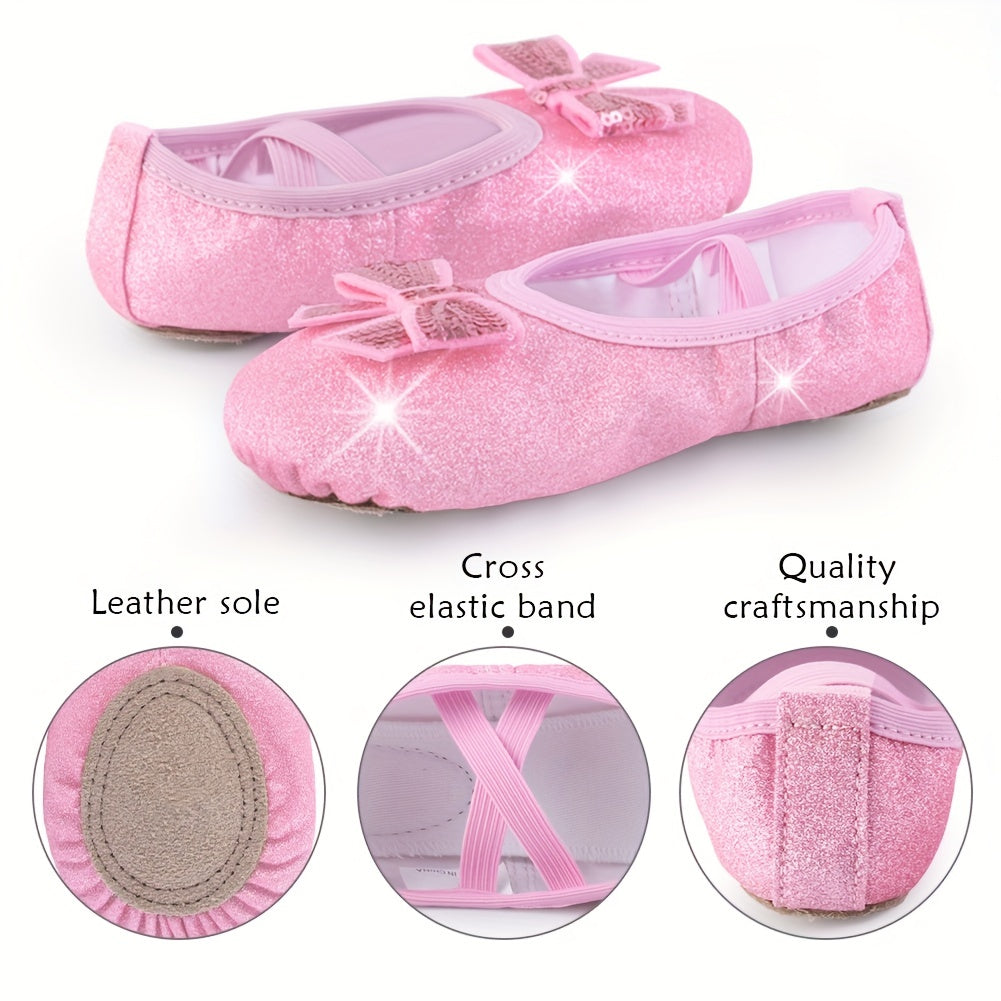 Girls Split Sole Sequin Ballet Shoes Soft Dancing Shoes