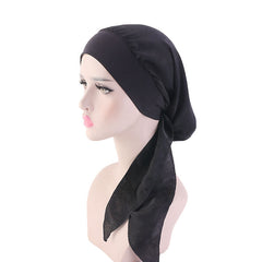 Women Flower Print Turban Cap Hair Wrap Head Scarf Pre Tied Headwear