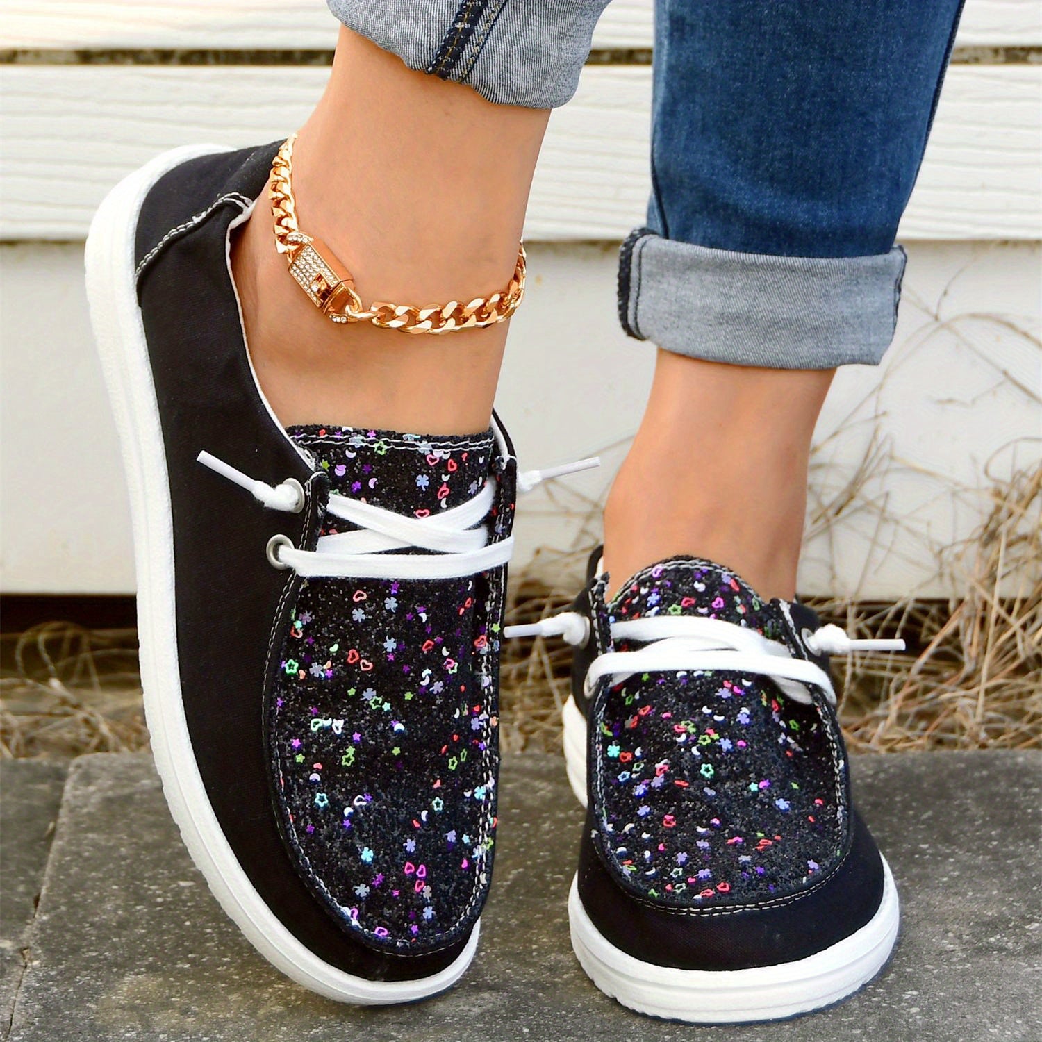 Women's Lace-Up Canvas Casual Shoes Breathable Walking Shoes