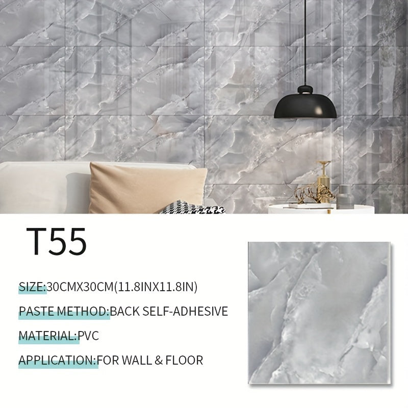 10pcs Marble Floor Stickers Waterproof Bathroom Decals 30