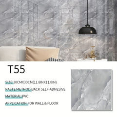 10pcs Marble Floor Stickers Waterproof Bathroom Decals 30