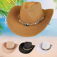 Colorful Gem Sunshade Straw Hat for Travel Beach Unisex