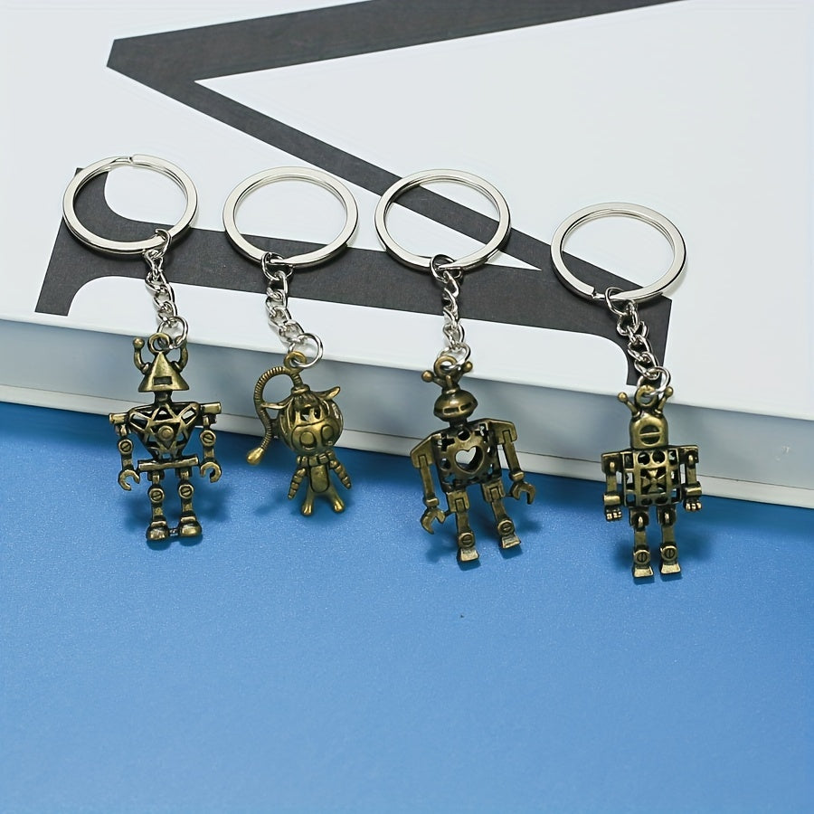 Retro 3D Hollow Robot Key Chain Bag Pendant Christmas Gift