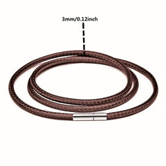 3mm Wax Leather Cord Choker Necklace Stainless Steel Clasp Thin 16 30 Mens
