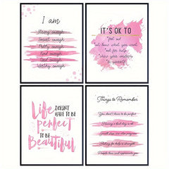4pcs Green Pink Affirmations Inspirational Art Posters 20 32x25
