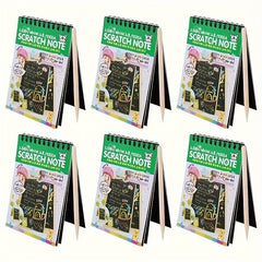 Rainbow Scratch Notebooks With Wood Stick Scratch Off Art Paper Set