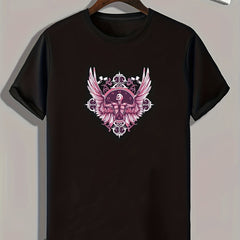 Skull Pattern Print Men's Sports T-shirt - Fitness Tee for Outdoor Activities