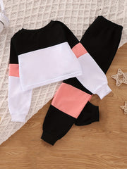Girl's 2pcs Letter M Sweatshirt & Sweatpants Set for Spring Fall