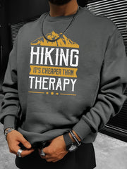 Mountain Hiking Print Sweatshirt Men's Casual Graphic Crew Neck Pullover