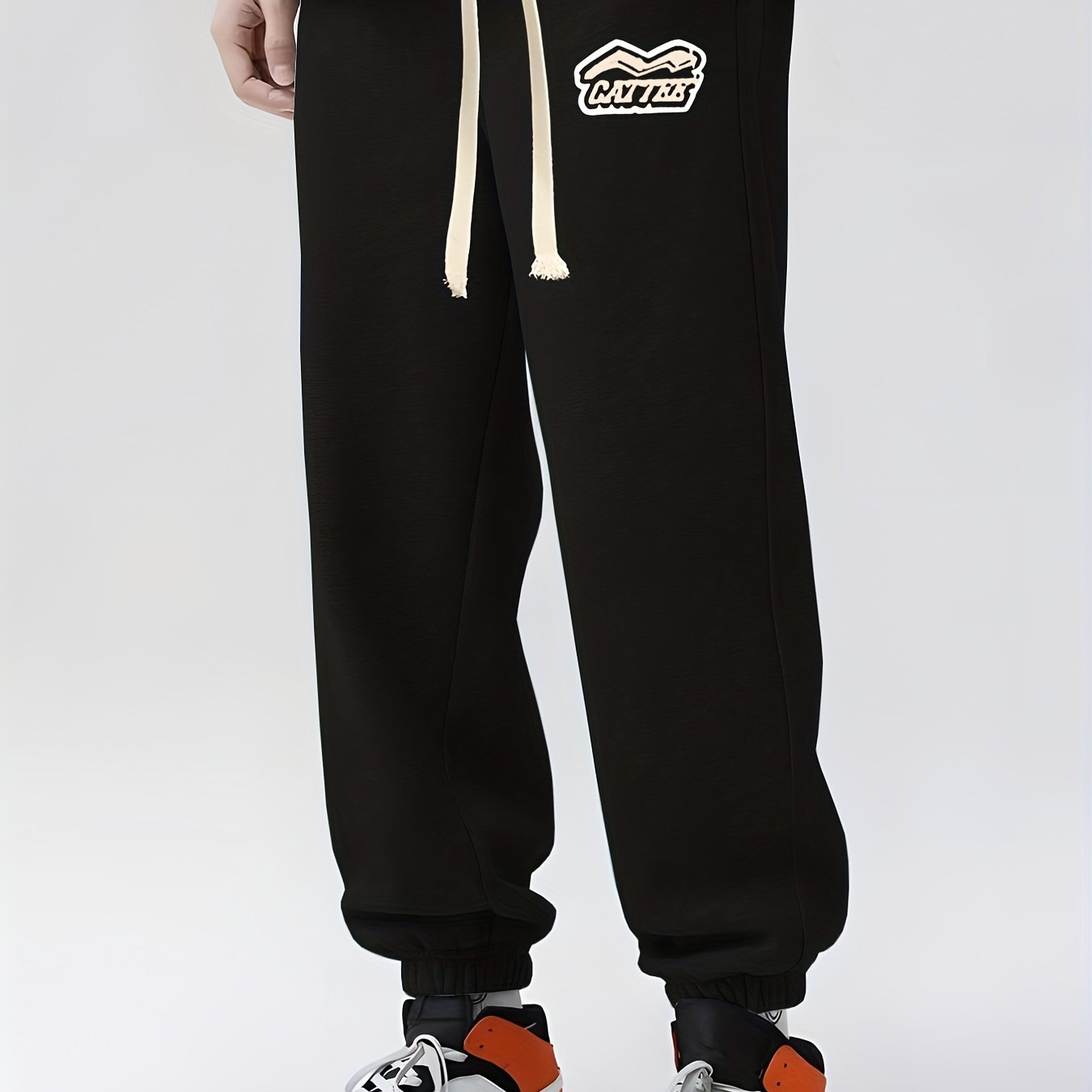 Gangster Print Drawstring Sweatpants Loose Fit Pants Men's Casual Joggers