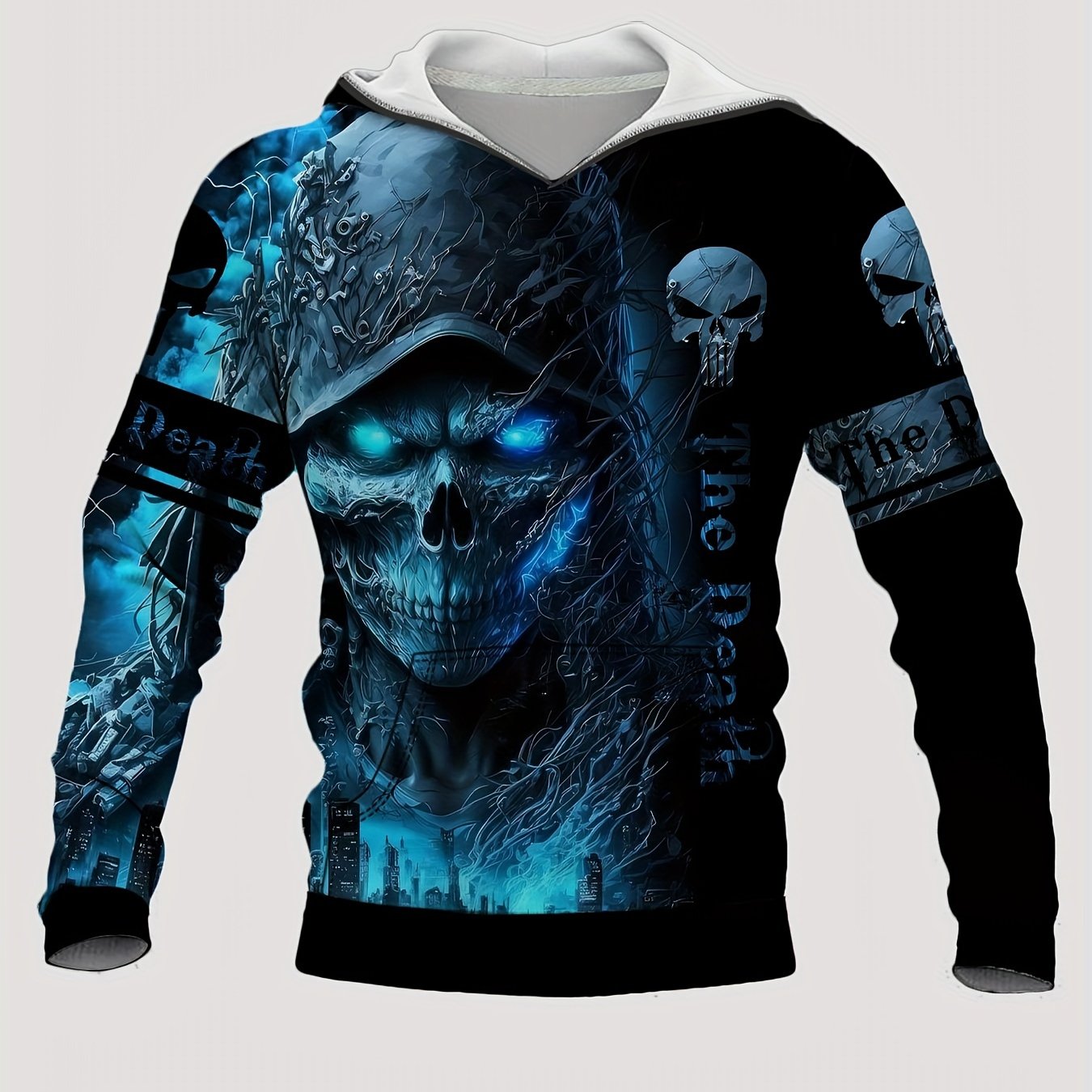 Skull 3D Print Hoodie Mens Graphic Pullover with Pocket