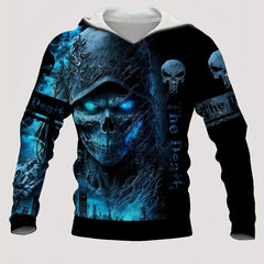 Skull 3D Print Hoodie Mens Graphic Pullover with Pocket