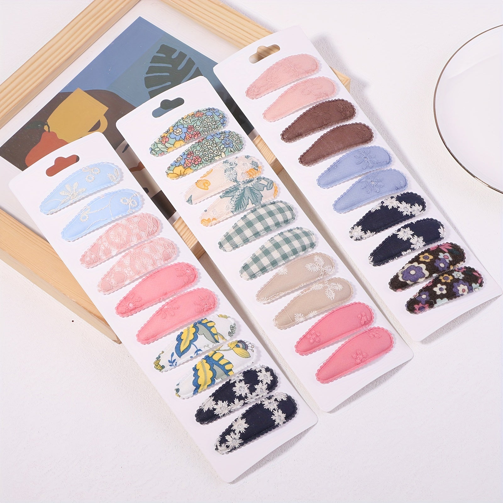 10pcs Bohemian Floral Bow Hair Clip Side Clip Mixed Decorative Hair Accessories