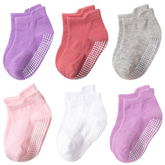 6pcs Baby Girls Anti Skid Socks, Safe & Comfortable