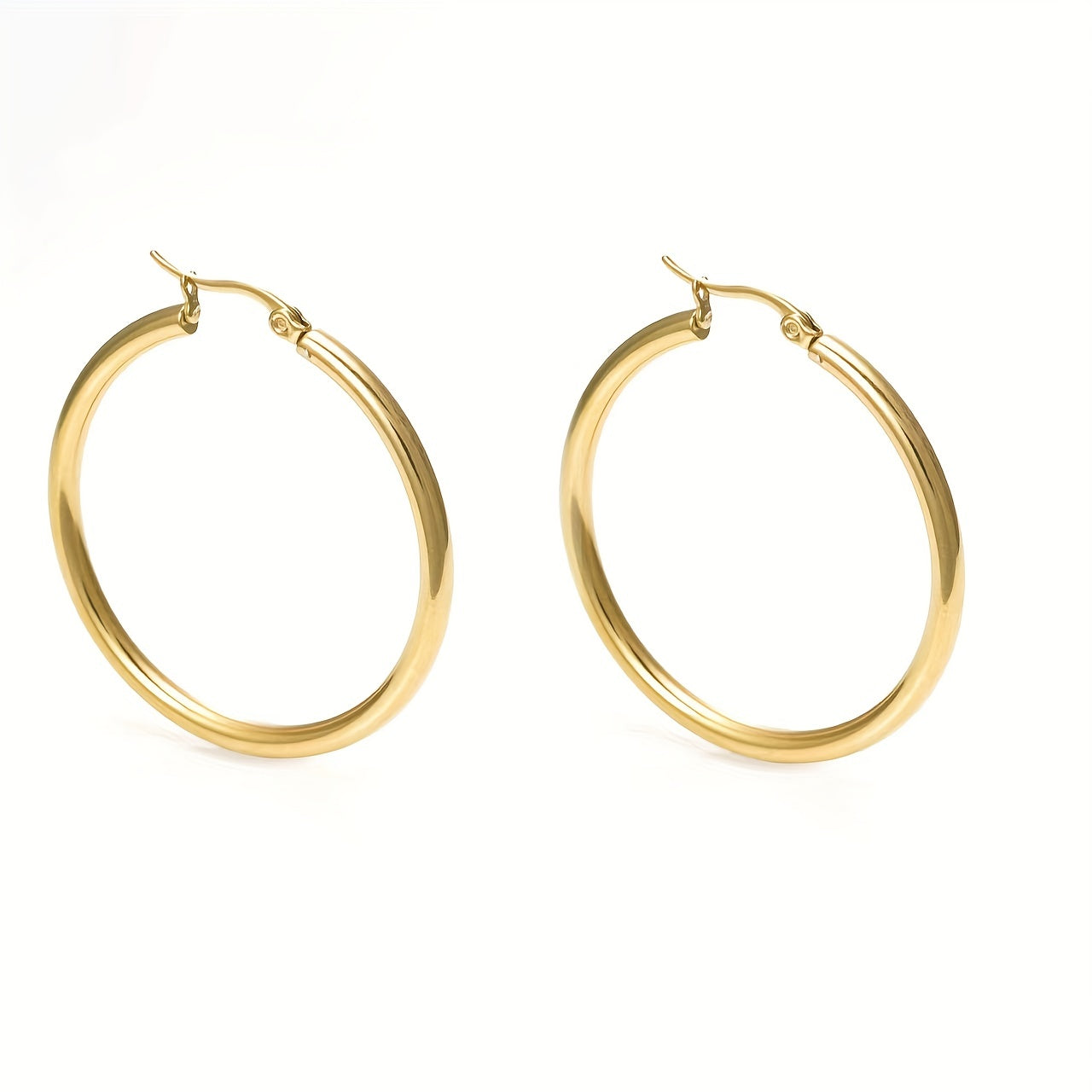 6 Pairs of Golden Round Hoop Earrings Set for Girls