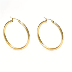 6 Pairs of Golden Round Hoop Earrings Set for Girls