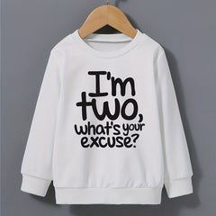 Boys Sweatshirt I'M TWO Print Casual Top Kids Clothes