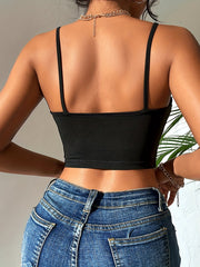 Ring Linked Cami Crop Top Sexy Hollow Out Slim Fit Backless Top