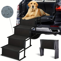 Dog Ramp Car Stairs Aluminum Frame 4 Steps Portable Lightweight Pet Stairs