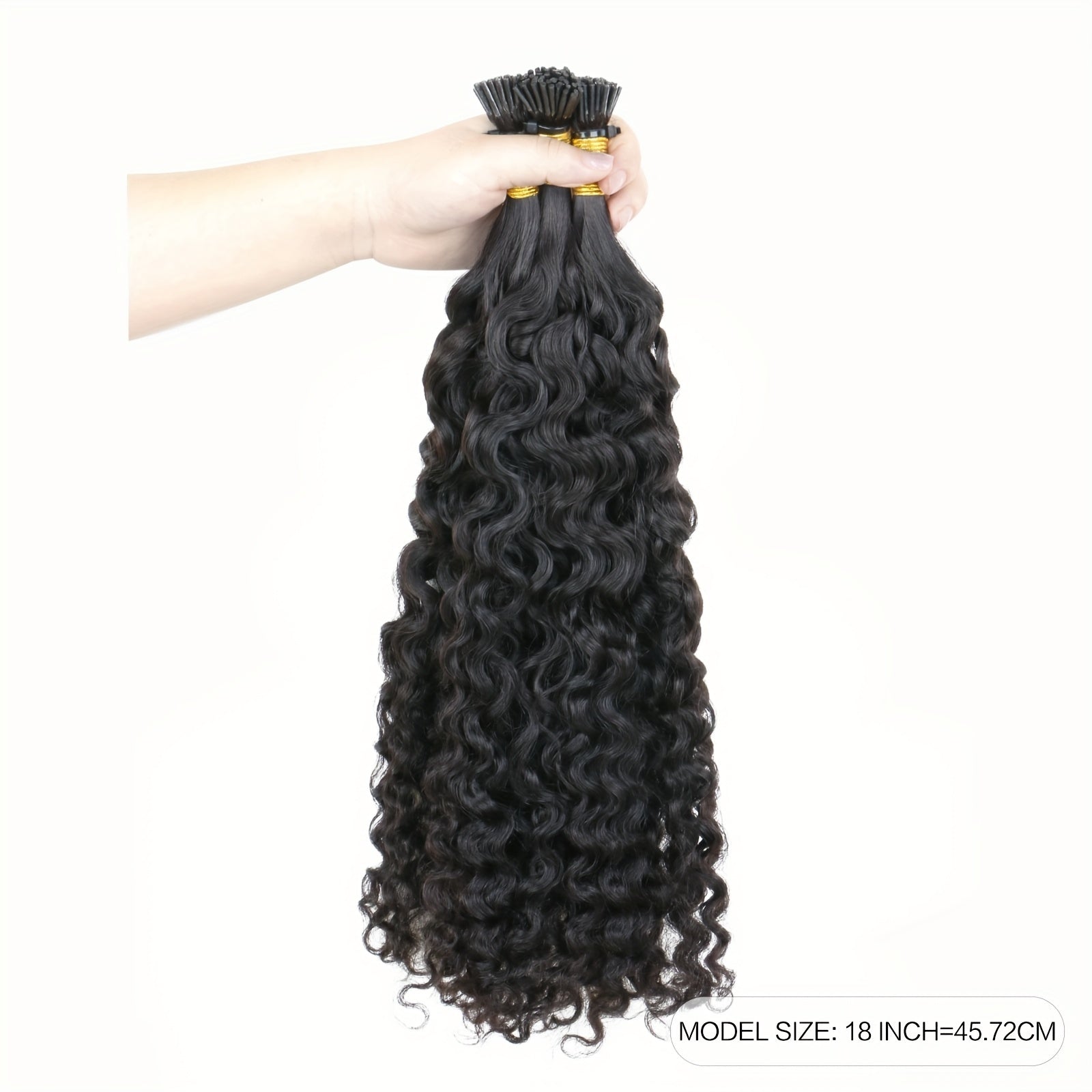 50g Natural Deep Curly I Tip Hair Extensions Brazilian Human Hair 45-72-66-04 Cm