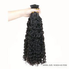 50g Natural Deep Curly I Tip Hair Extensions Brazilian Human Hair 45-72-66-04 Cm